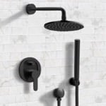 Remer SFH30 Matte Black Shower System with 8 Inch Rain Shower Head and Hand Shower